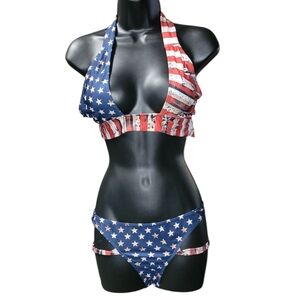 Unbranded American Flag cut-out halter style bikini Size M